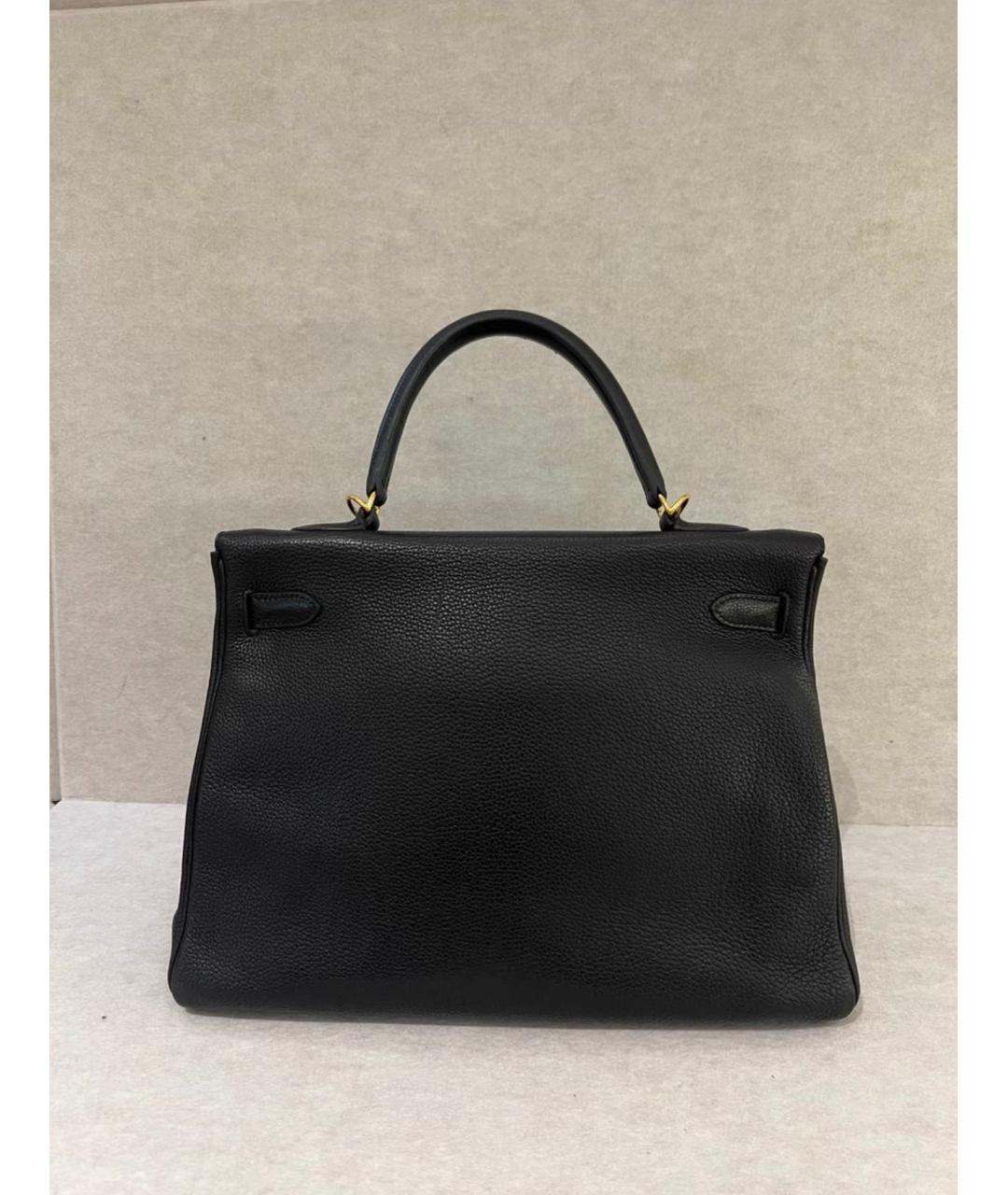 HERMES Черная кожаная сумка с короткими ручками, фото 5