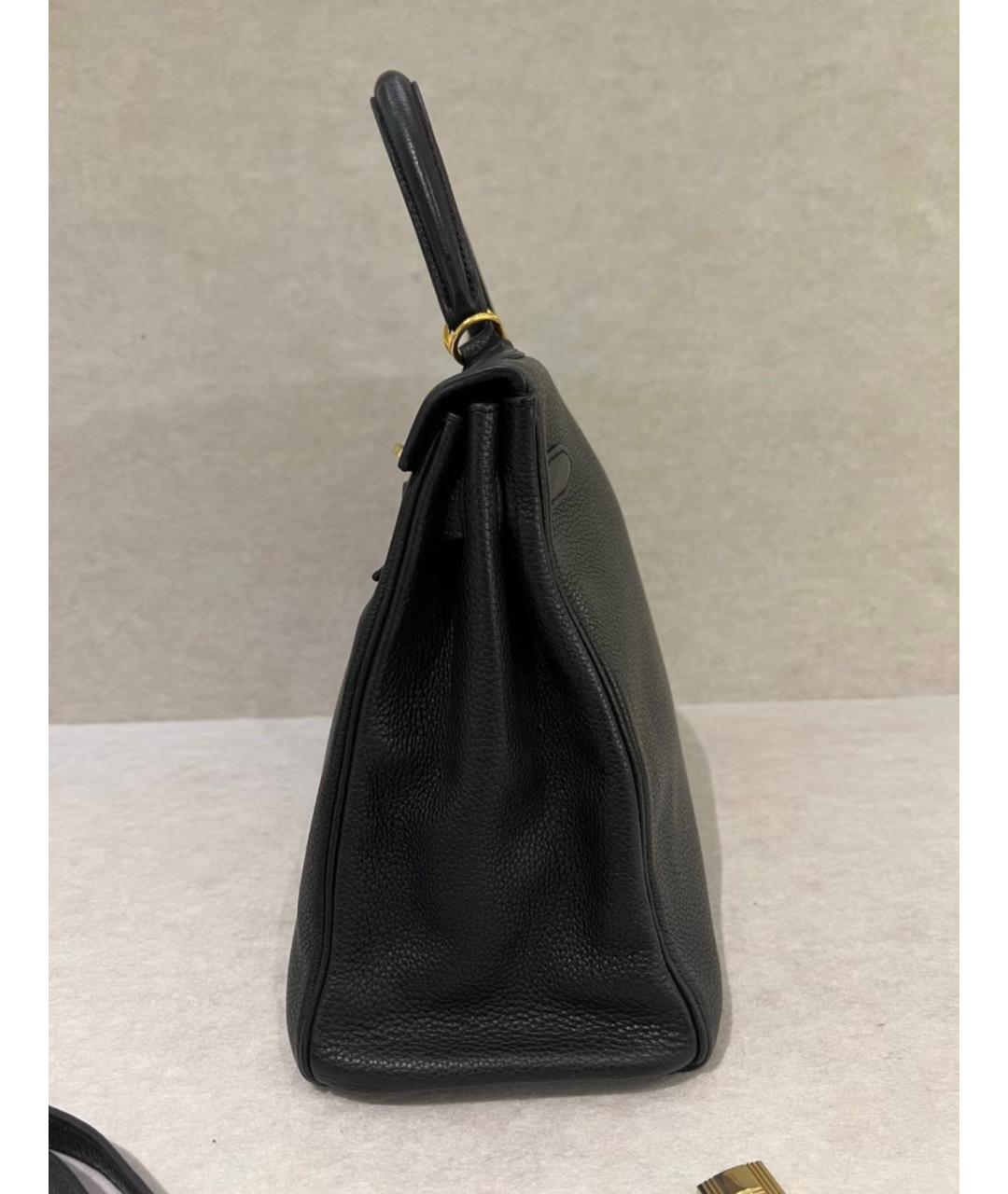 HERMES Черная кожаная сумка с короткими ручками, фото 4