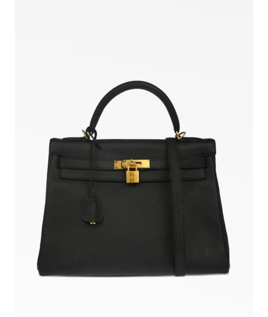 HERMES Черная кожаная сумка с короткими ручками, фото 8