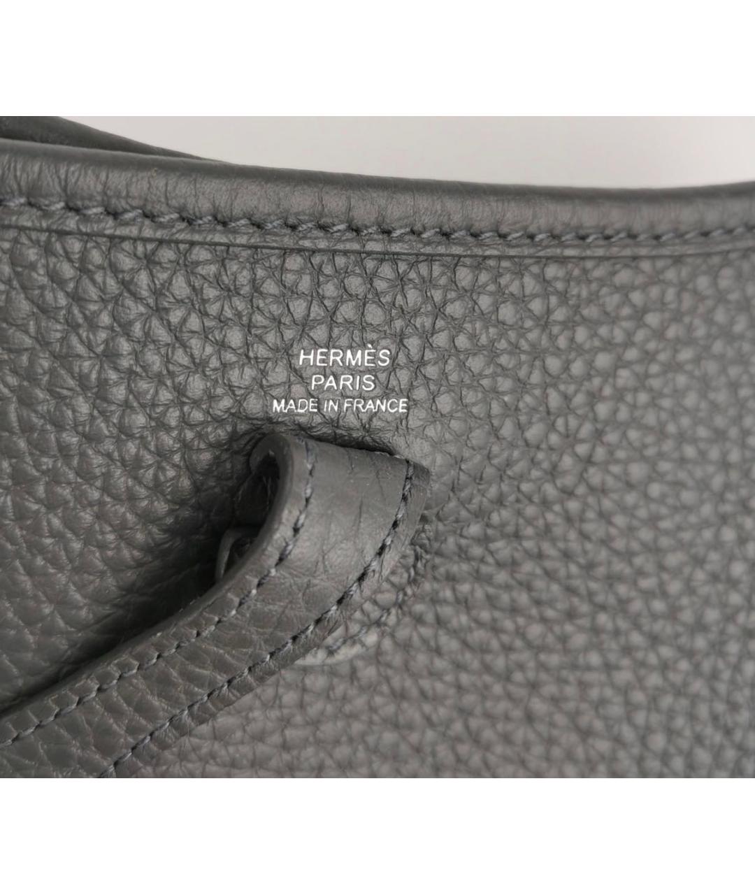 HERMES Антрацитовая кожаная сумка через плечо, фото 4