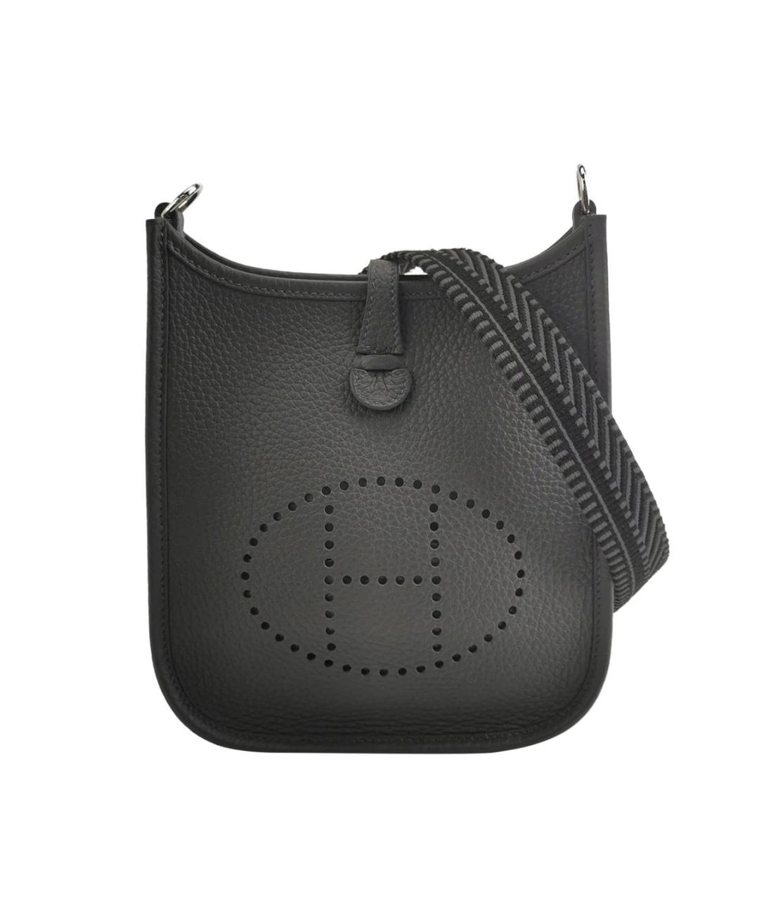 HERMES Антрацитовая кожаная сумка через плечо, фото 9