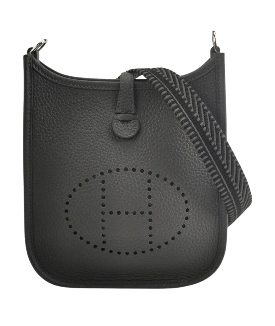 HERMES Антрацитовая кожаная сумка через плечо, фото 1