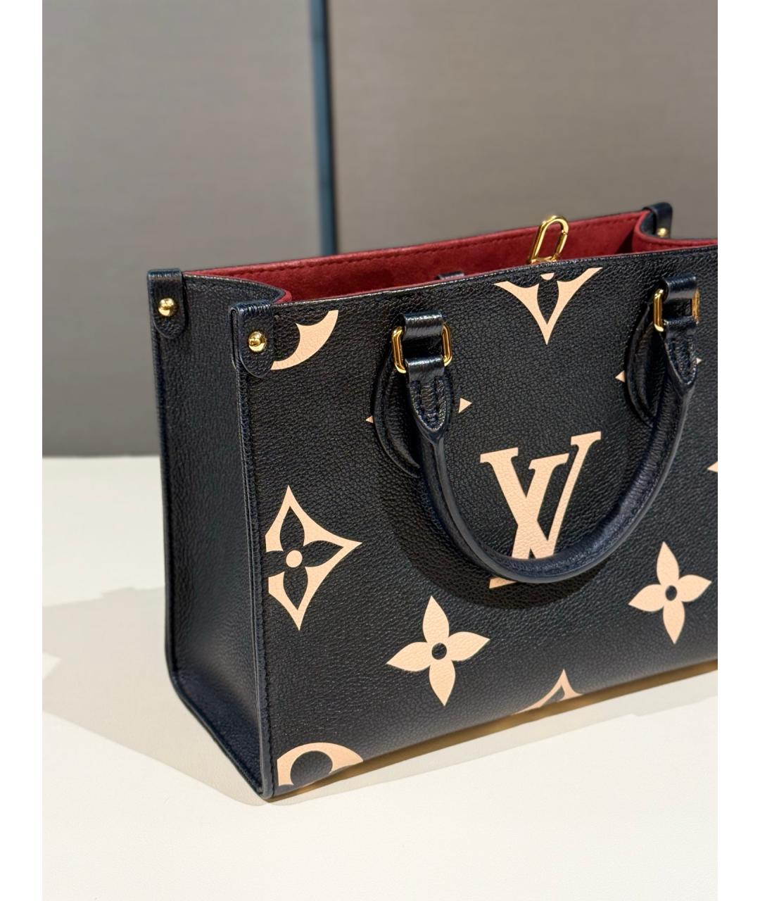 LOUIS VUITTON Черная кожаная сумка тоут, фото 4