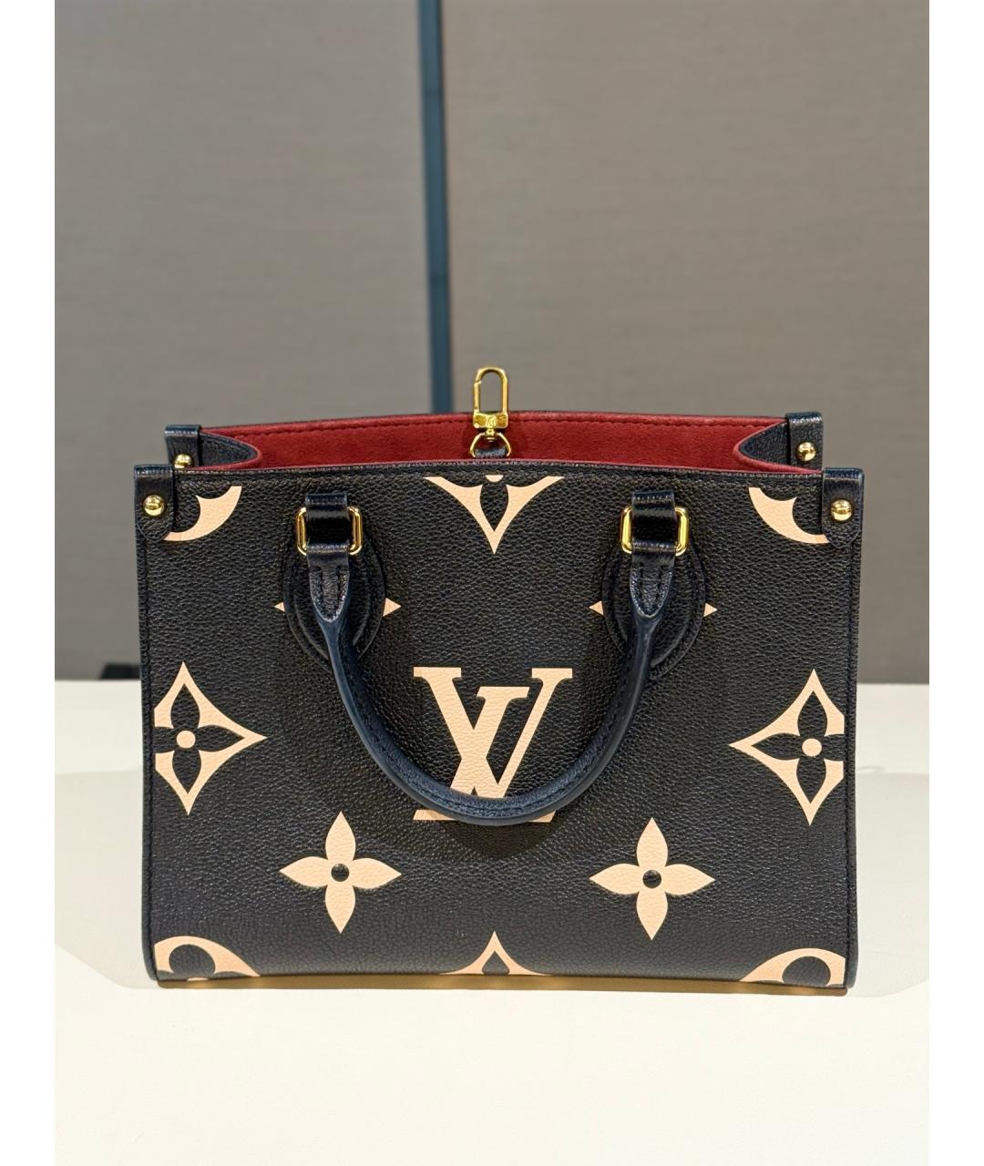 LOUIS VUITTON Черная кожаная сумка тоут, фото 7