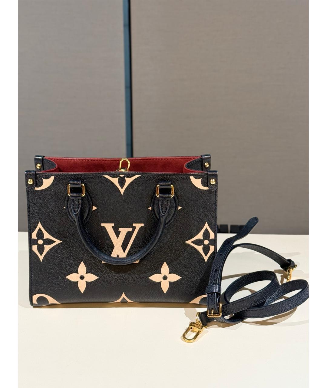 LOUIS VUITTON Черная кожаная сумка тоут, фото 2