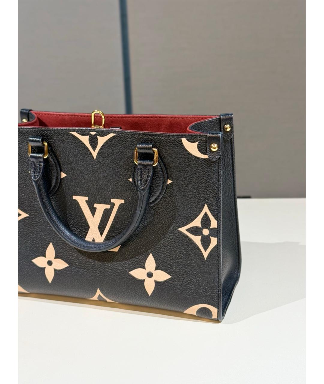 LOUIS VUITTON Черная кожаная сумка тоут, фото 3