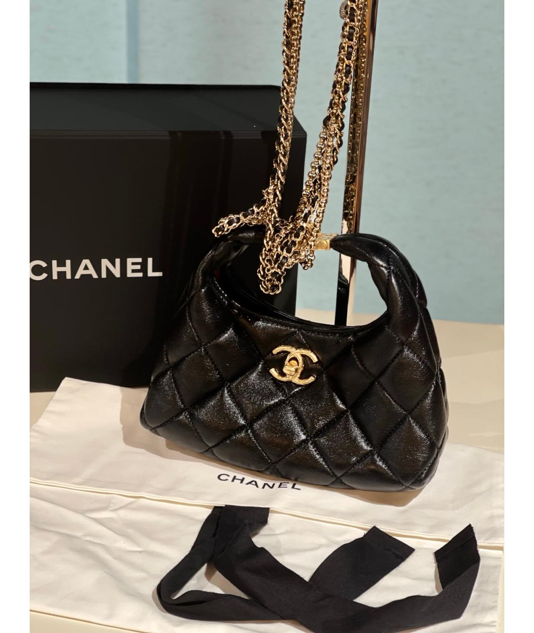 CHANEL Черная кожаная сумка с короткими ручками, фото 2