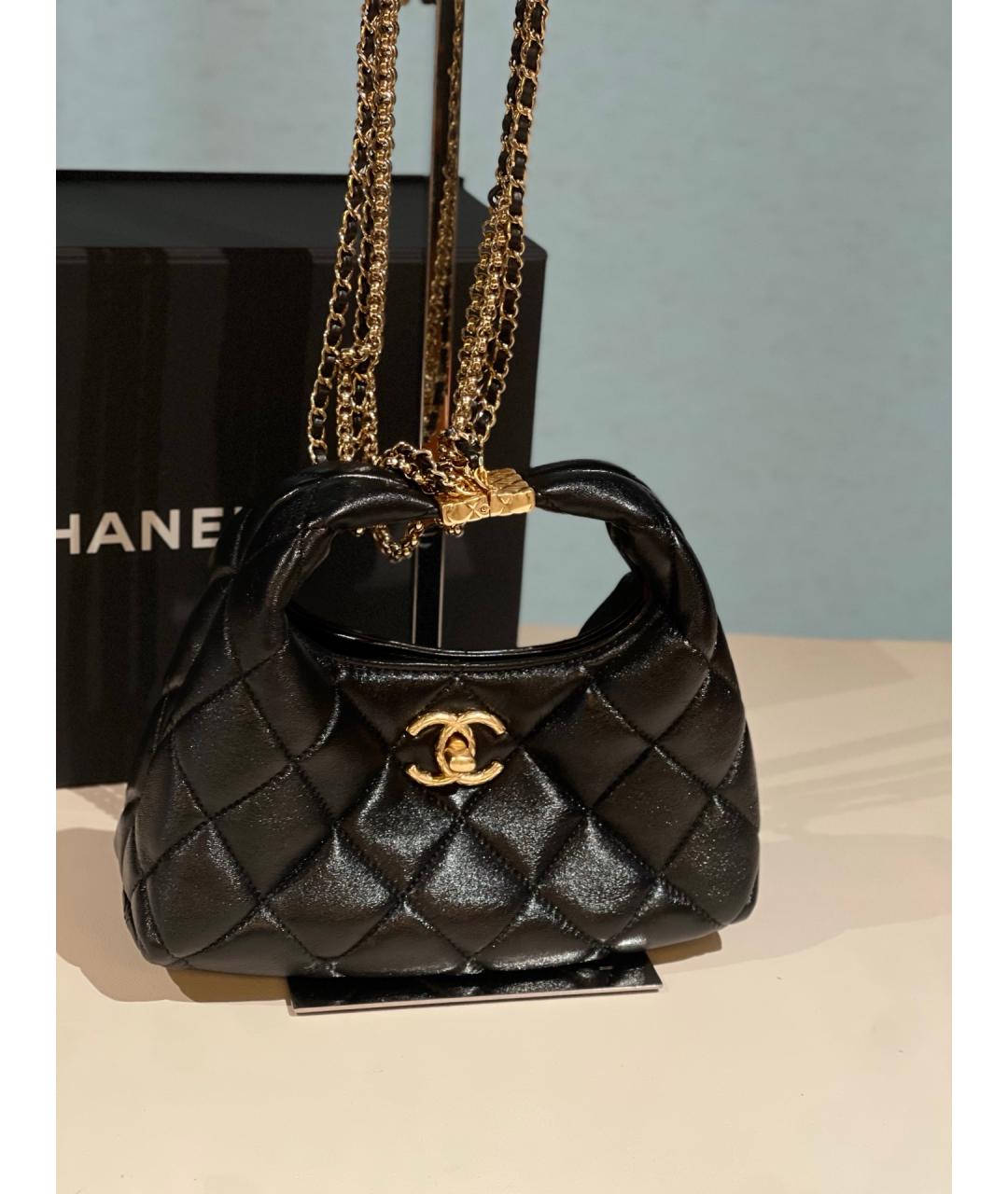 CHANEL Черная кожаная сумка с короткими ручками, фото 7