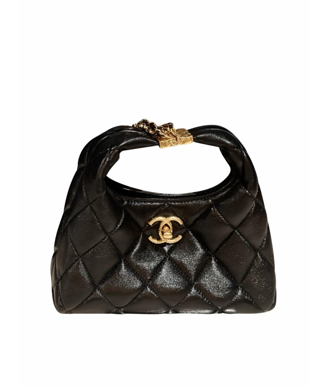 CHANEL Черная кожаная сумка с короткими ручками, фото 1