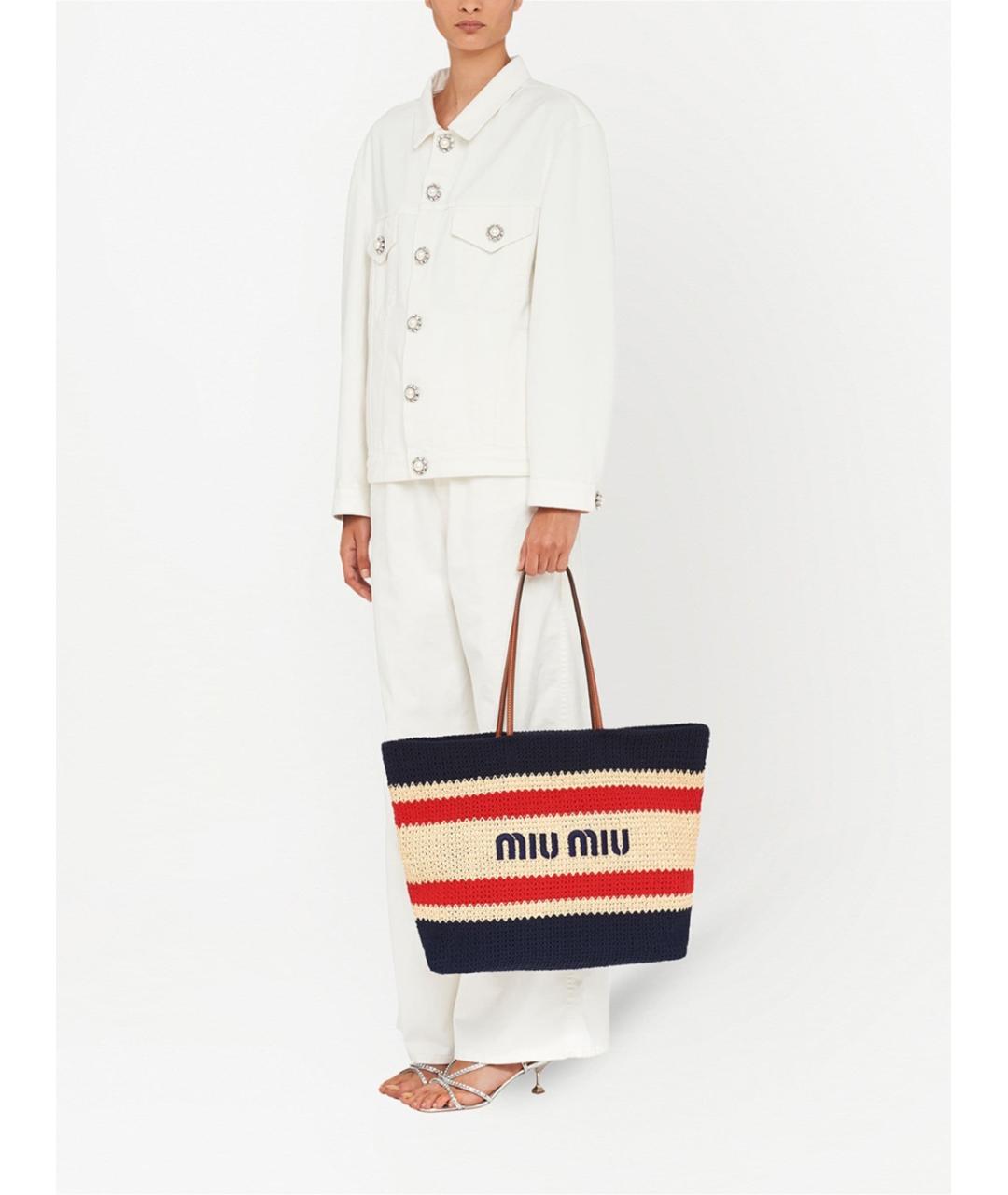 MIU MIU Темно-синяя сумка тоут, фото 2