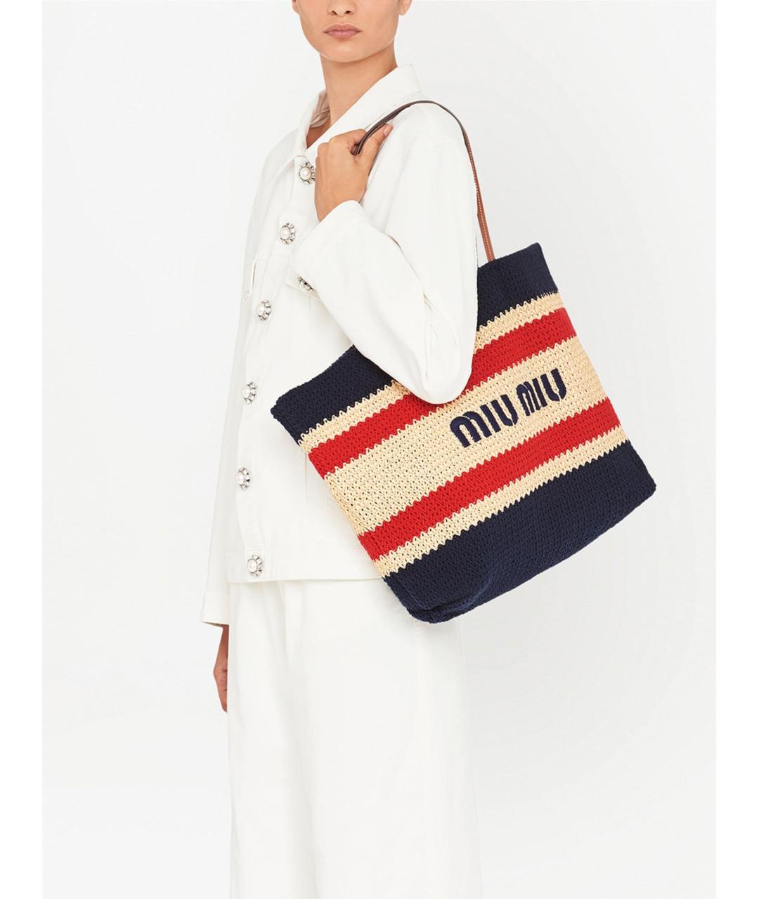 MIU MIU Темно-синяя сумка тоут, фото 6