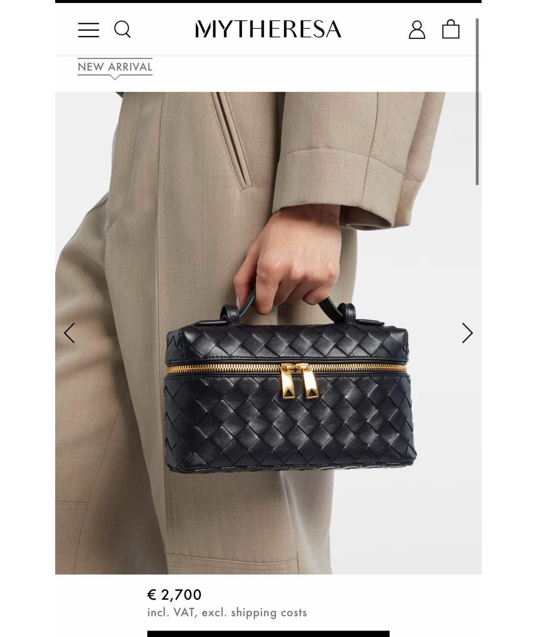 BOTTEGA VENETA Черная кожаная сумка с короткими ручками, фото 5