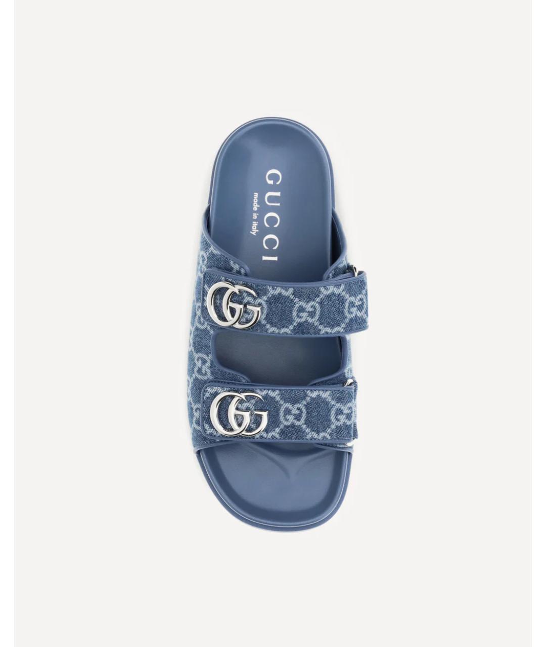 GUCCI Синие текстильные сандалии, фото 2