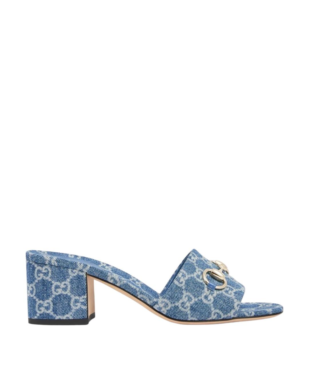 GUCCI Синие текстильные сандалии, фото 1