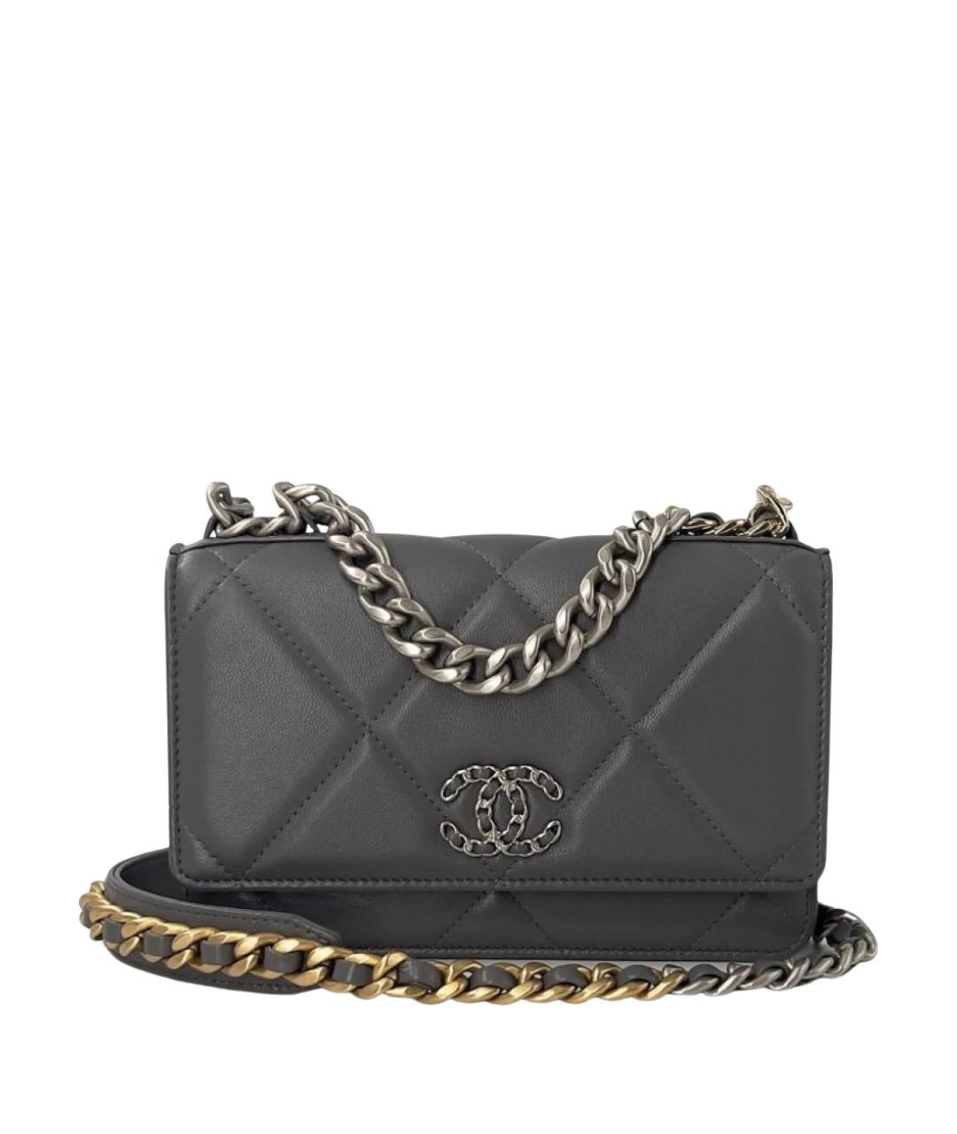 CHANEL Серая кожаная сумка через плечо, фото 1