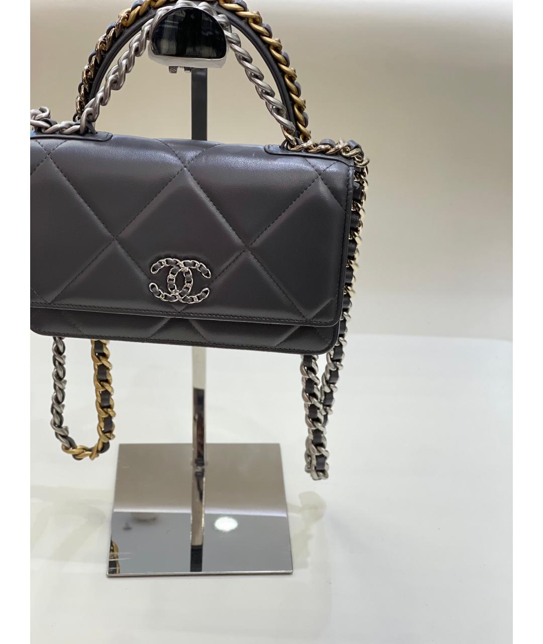 CHANEL Серая кожаная сумка через плечо, фото 4