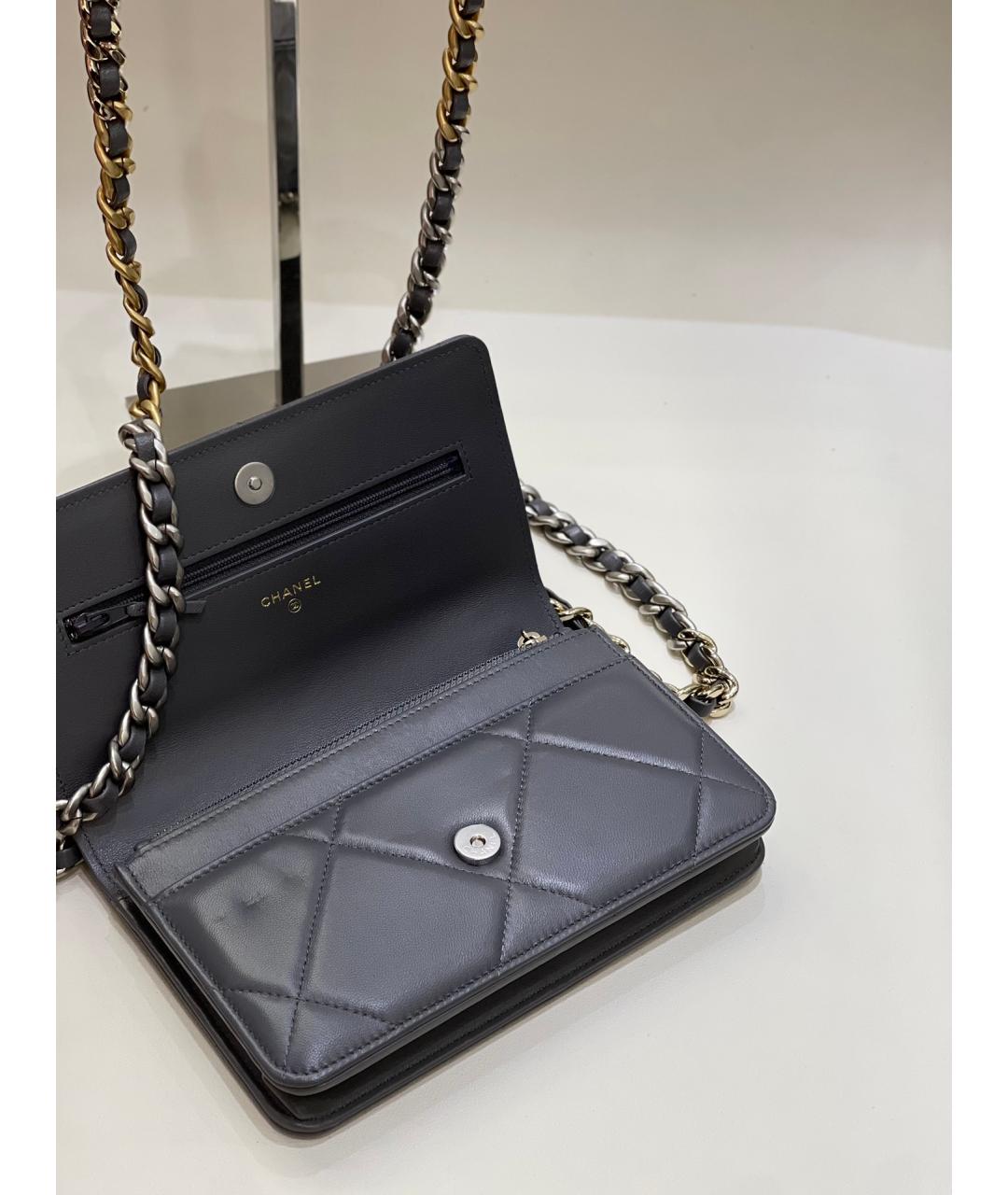 CHANEL Серая кожаная сумка через плечо, фото 8