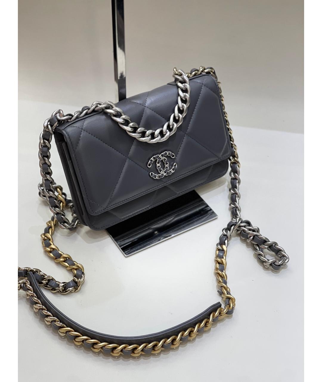 CHANEL Серая кожаная сумка через плечо, фото 6