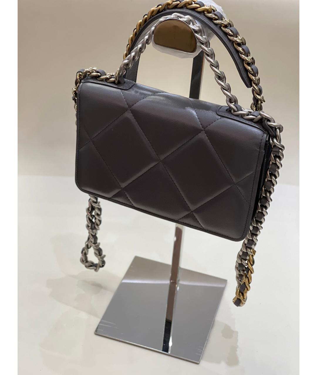 CHANEL Серая кожаная сумка через плечо, фото 5