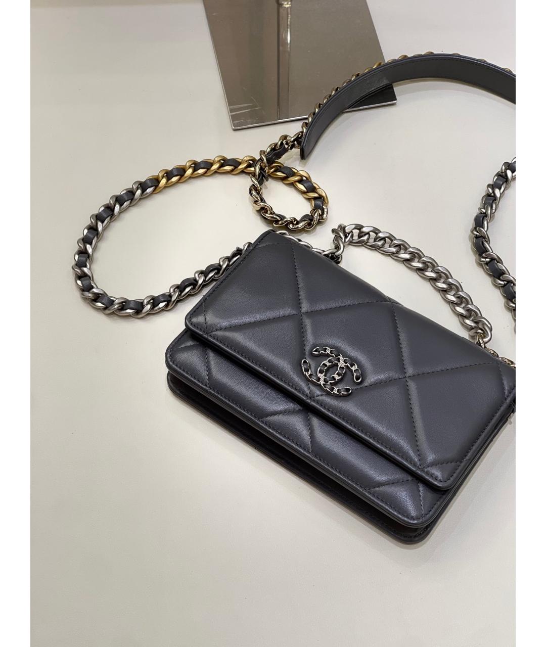 CHANEL Серая кожаная сумка через плечо, фото 7