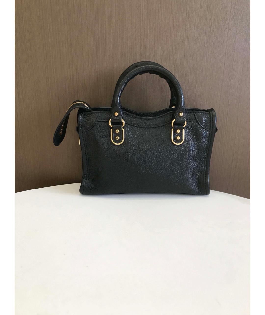 BALENCIAGA Черная кожаная сумка тоут, фото 2