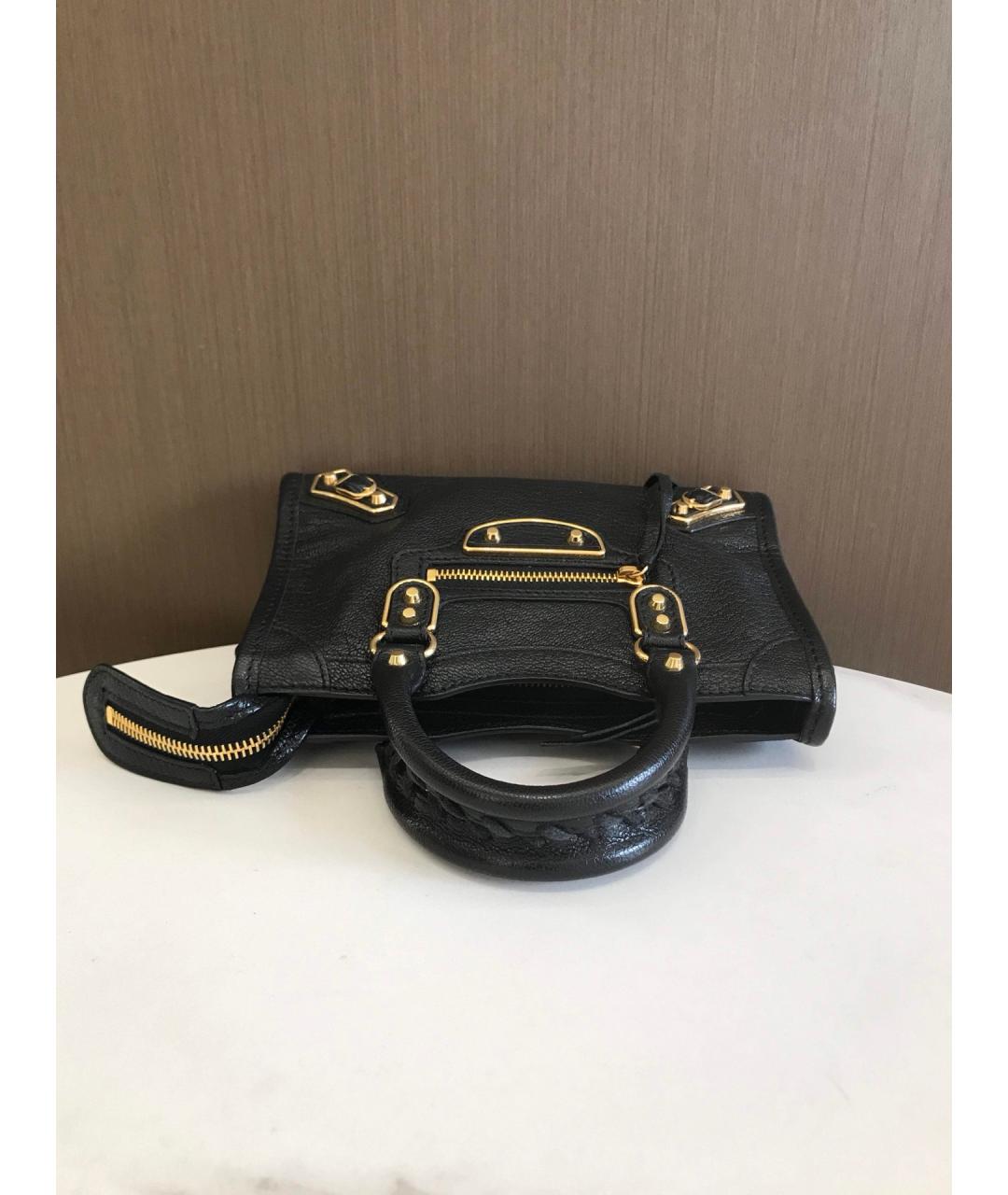 BALENCIAGA Черная кожаная сумка тоут, фото 6