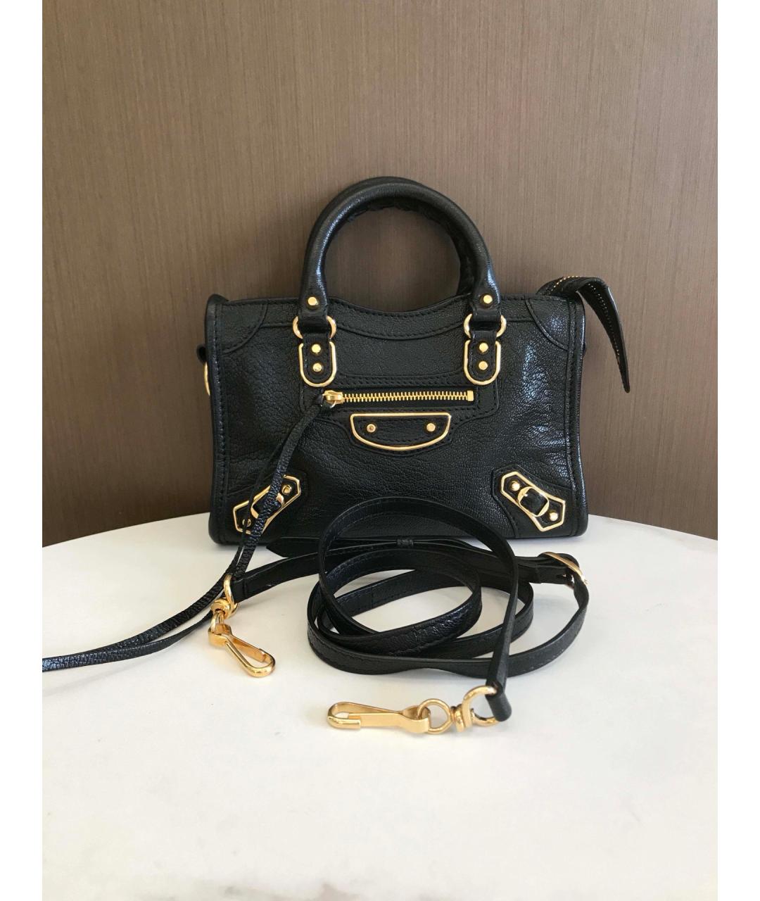 BALENCIAGA Черная кожаная сумка тоут, фото 9