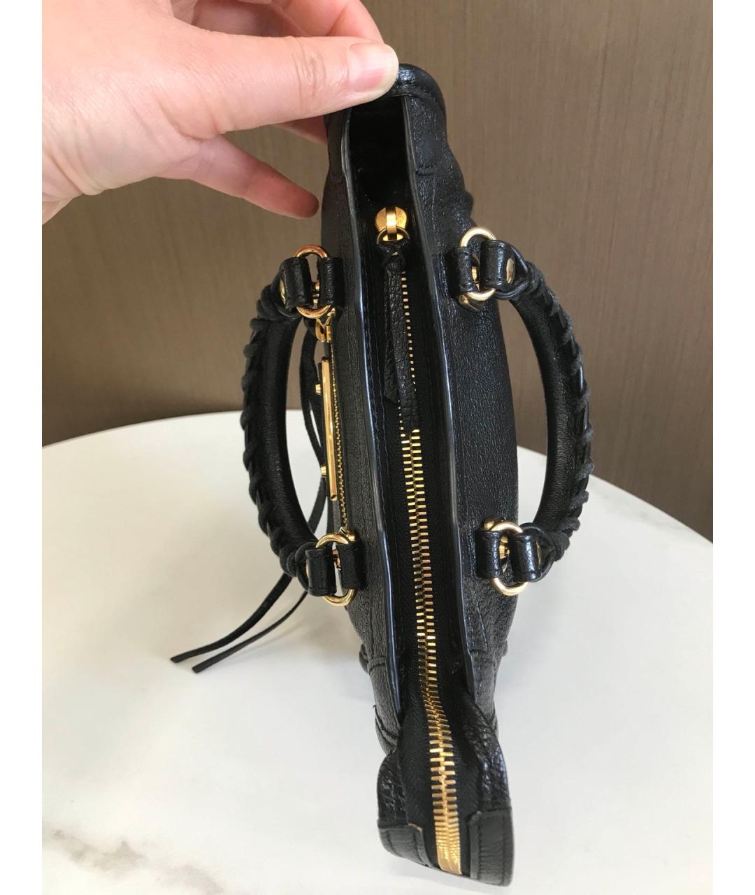 BALENCIAGA Черная кожаная сумка тоут, фото 4