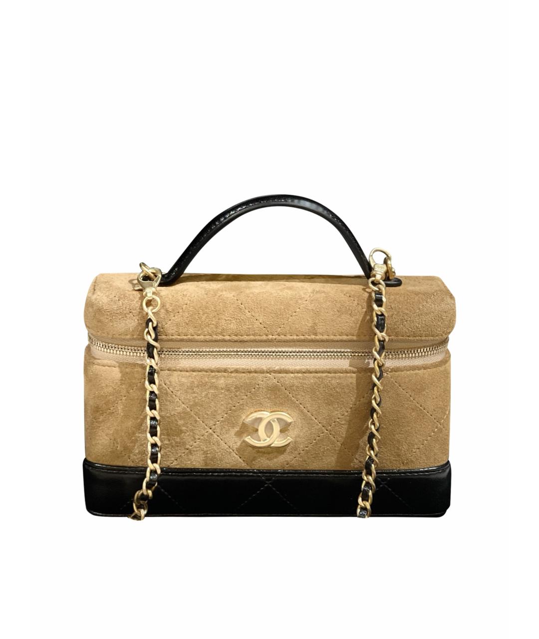 CHANEL Бежевая замшевая сумка через плечо, фото 1