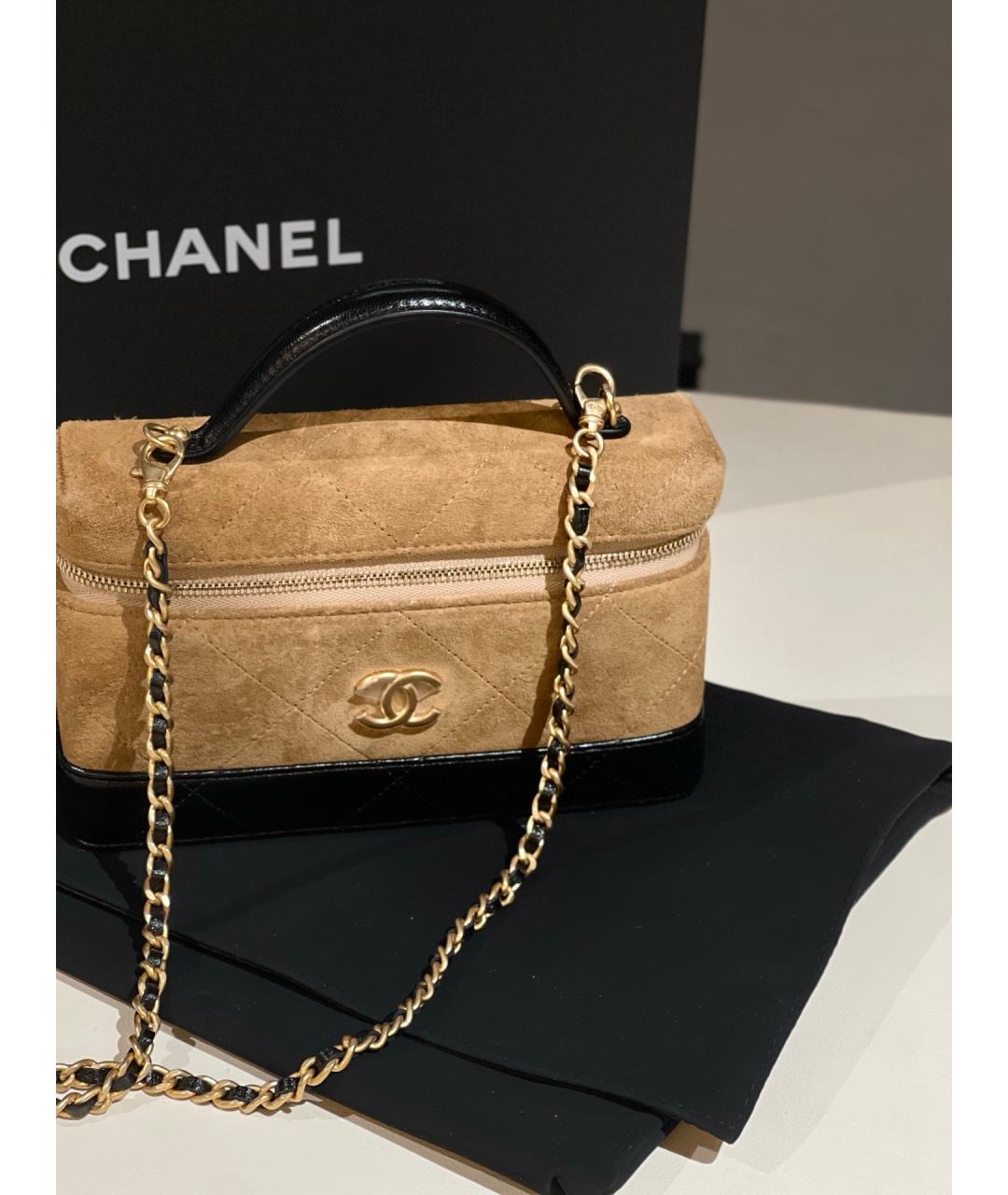 CHANEL Бежевая замшевая сумка через плечо, фото 6