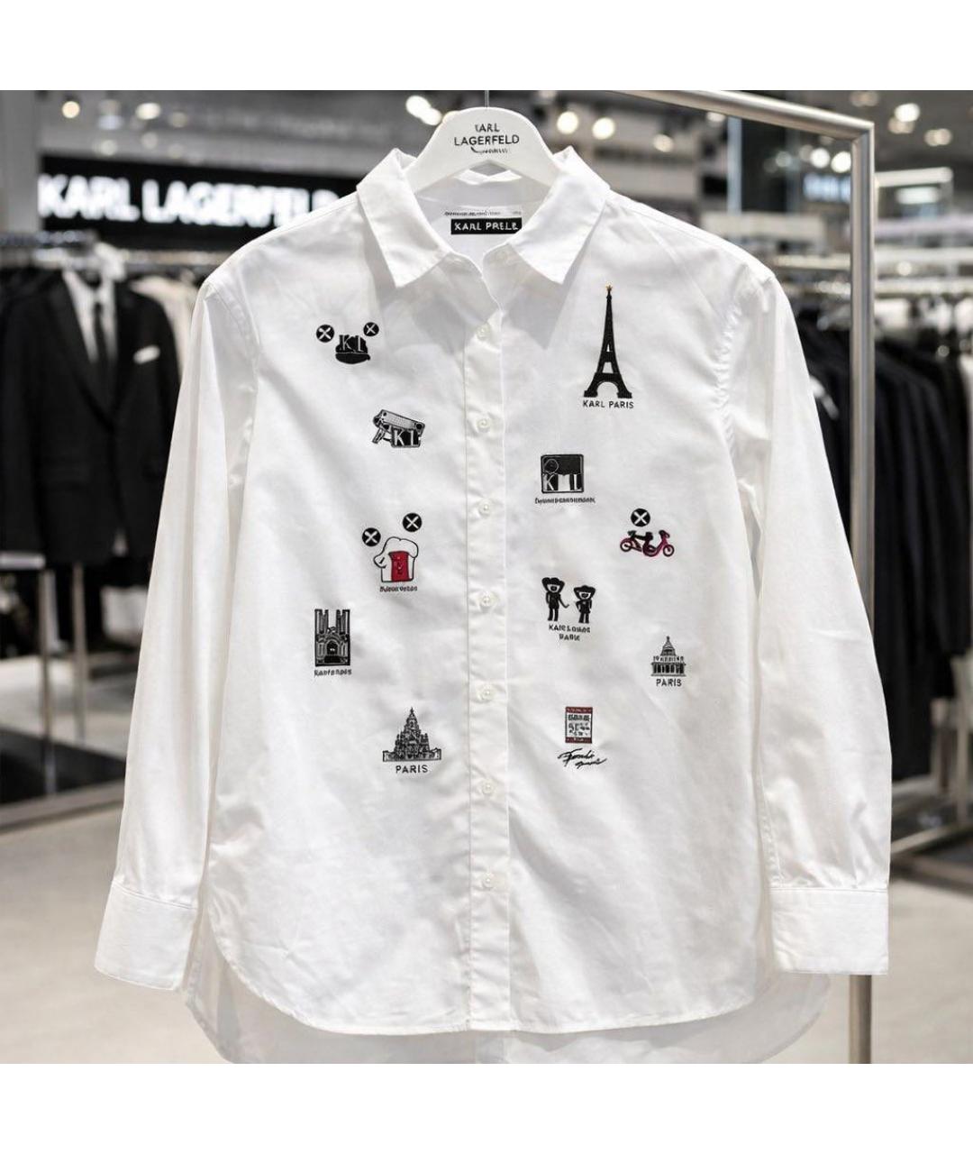 KARL LAGERFELD Белая хлопко-эластановая рубашка, фото 8