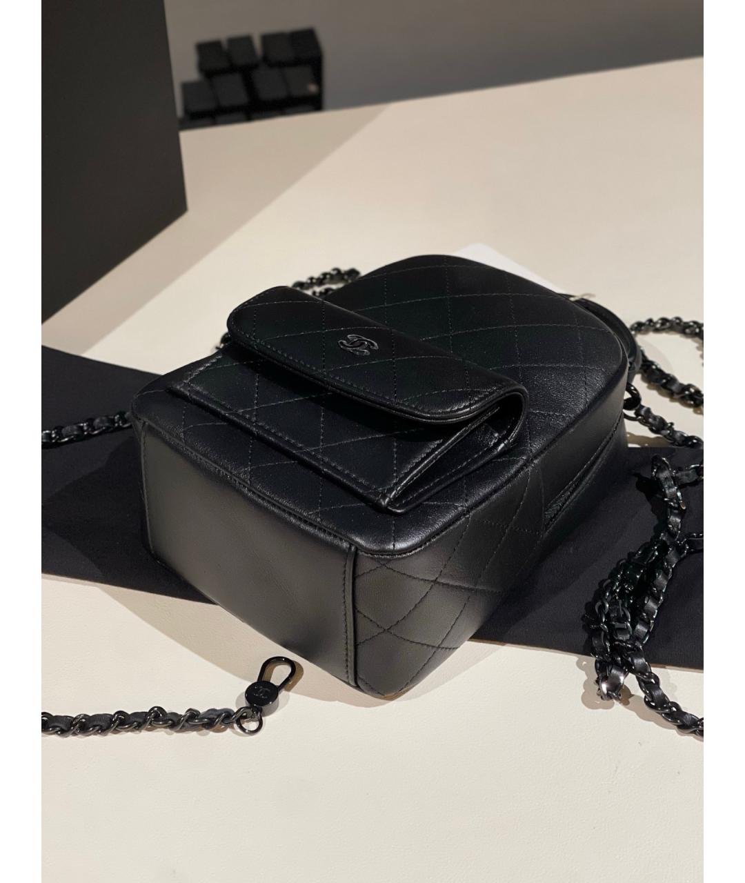 CHANEL Черный кожаный рюкзак, фото 6
