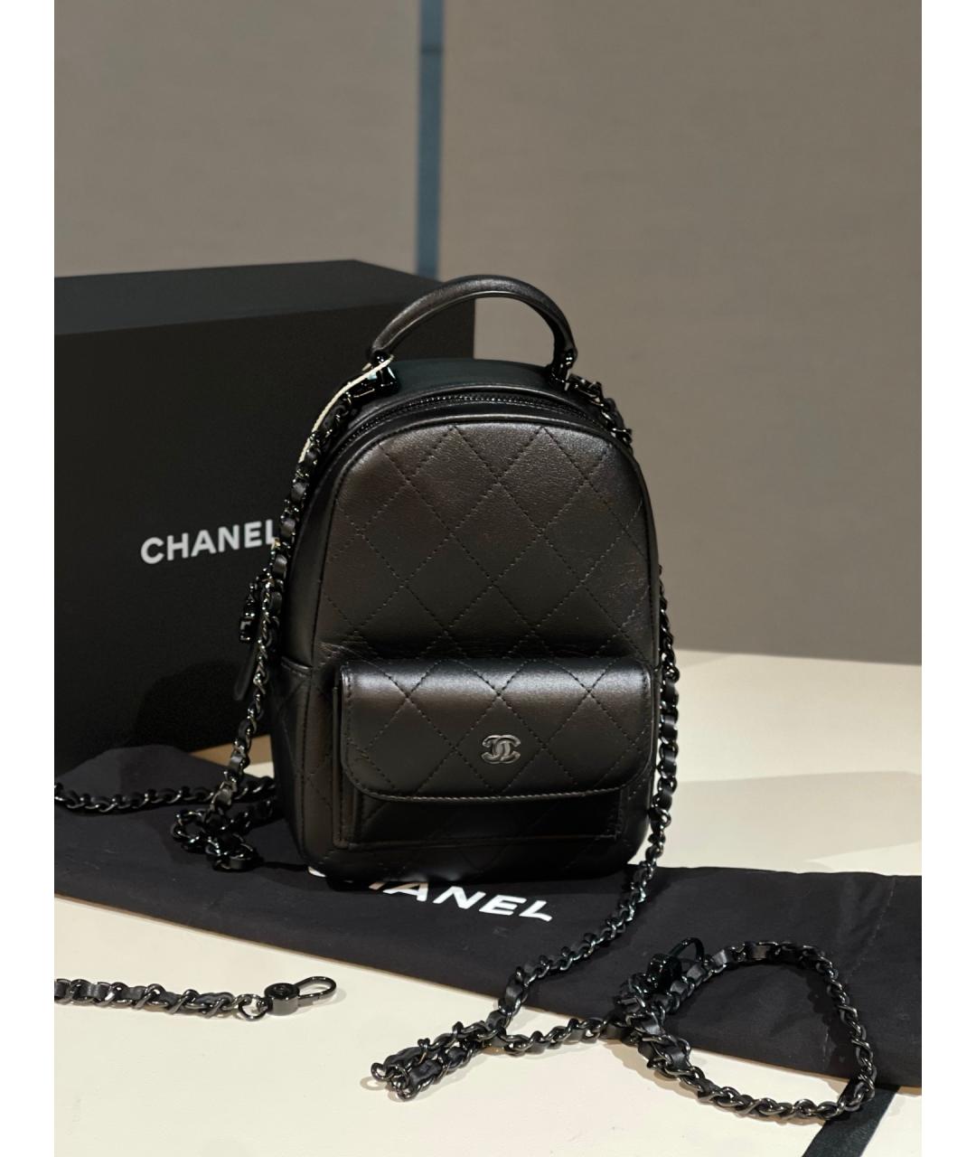 CHANEL Черный кожаный рюкзак, фото 7