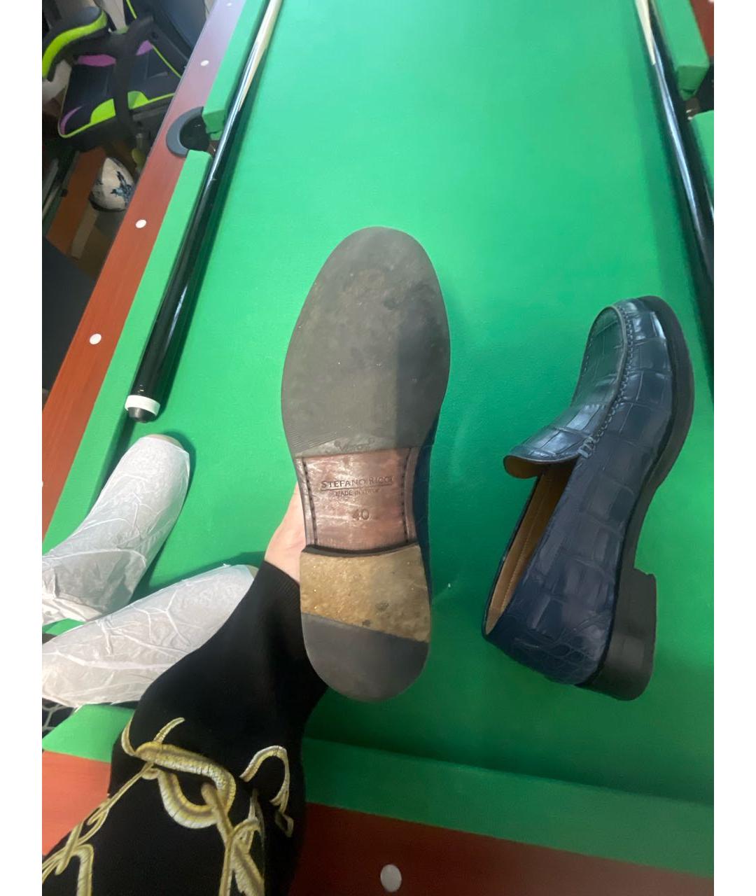 STEFANO RICCI Синие лоферы из экзотической кожи, фото 5