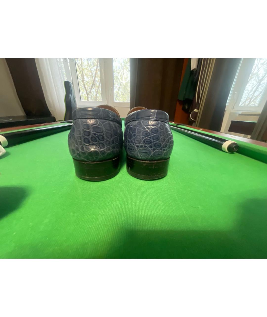 STEFANO RICCI Синие лоферы из экзотической кожи, фото 4