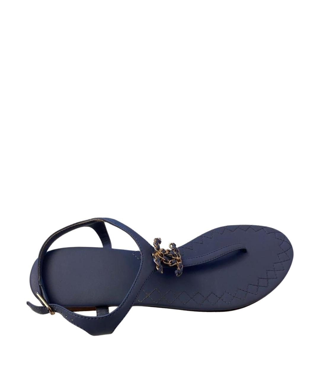 CHANEL Голубые кожаные босоножки, фото 1