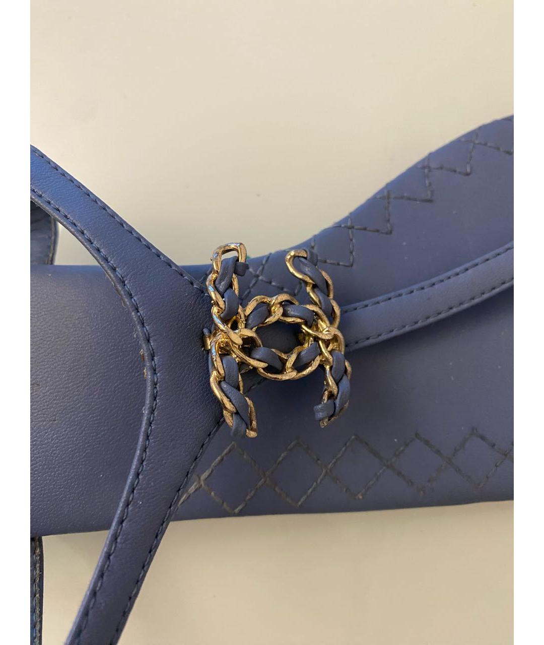 CHANEL Голубые кожаные босоножки, фото 3