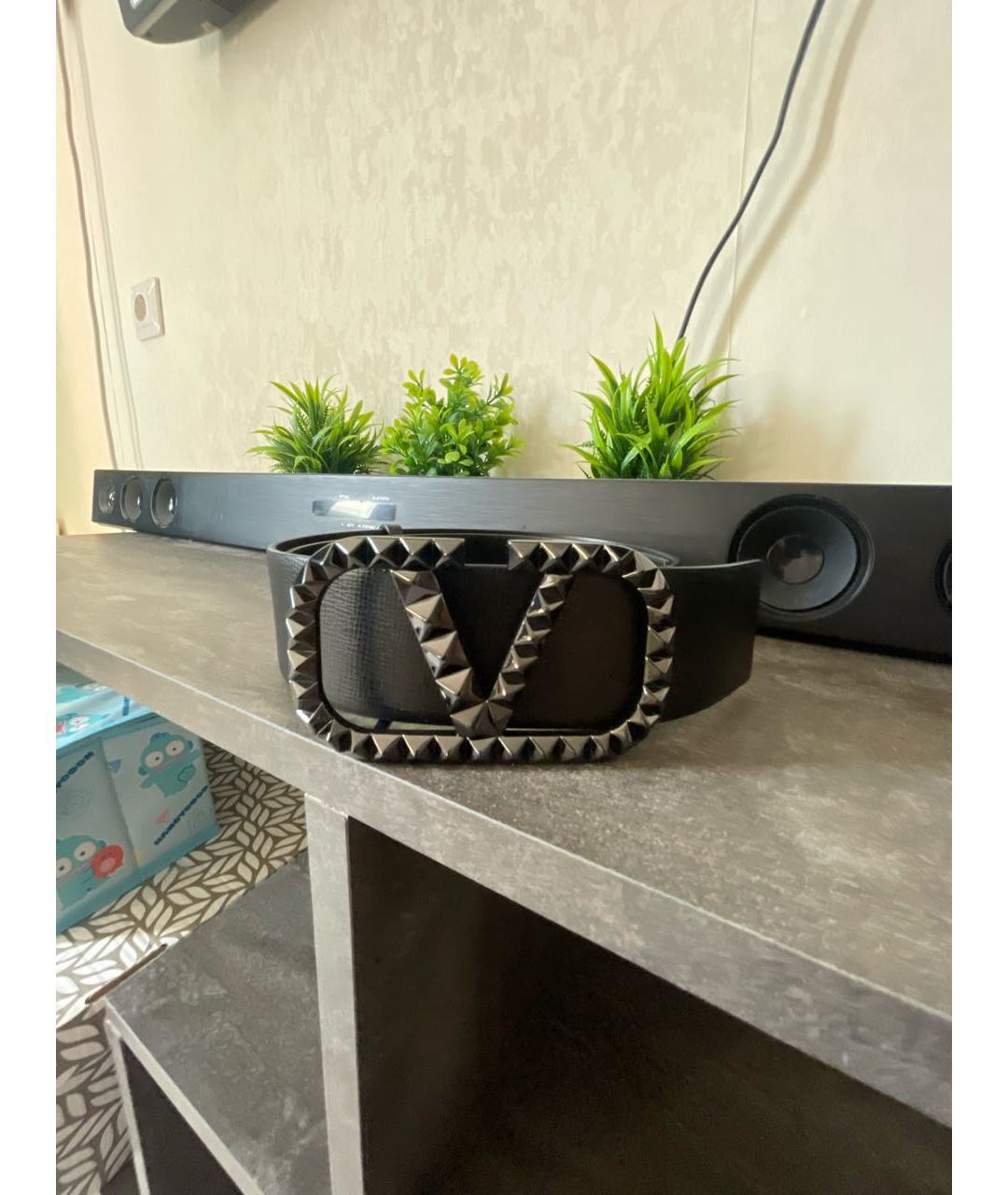VALENTINO Черный кожаный ремень, фото 5