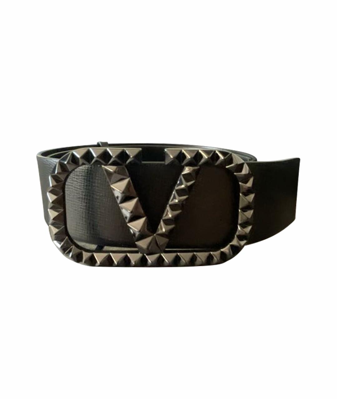 VALENTINO Черный кожаный ремень, фото 1