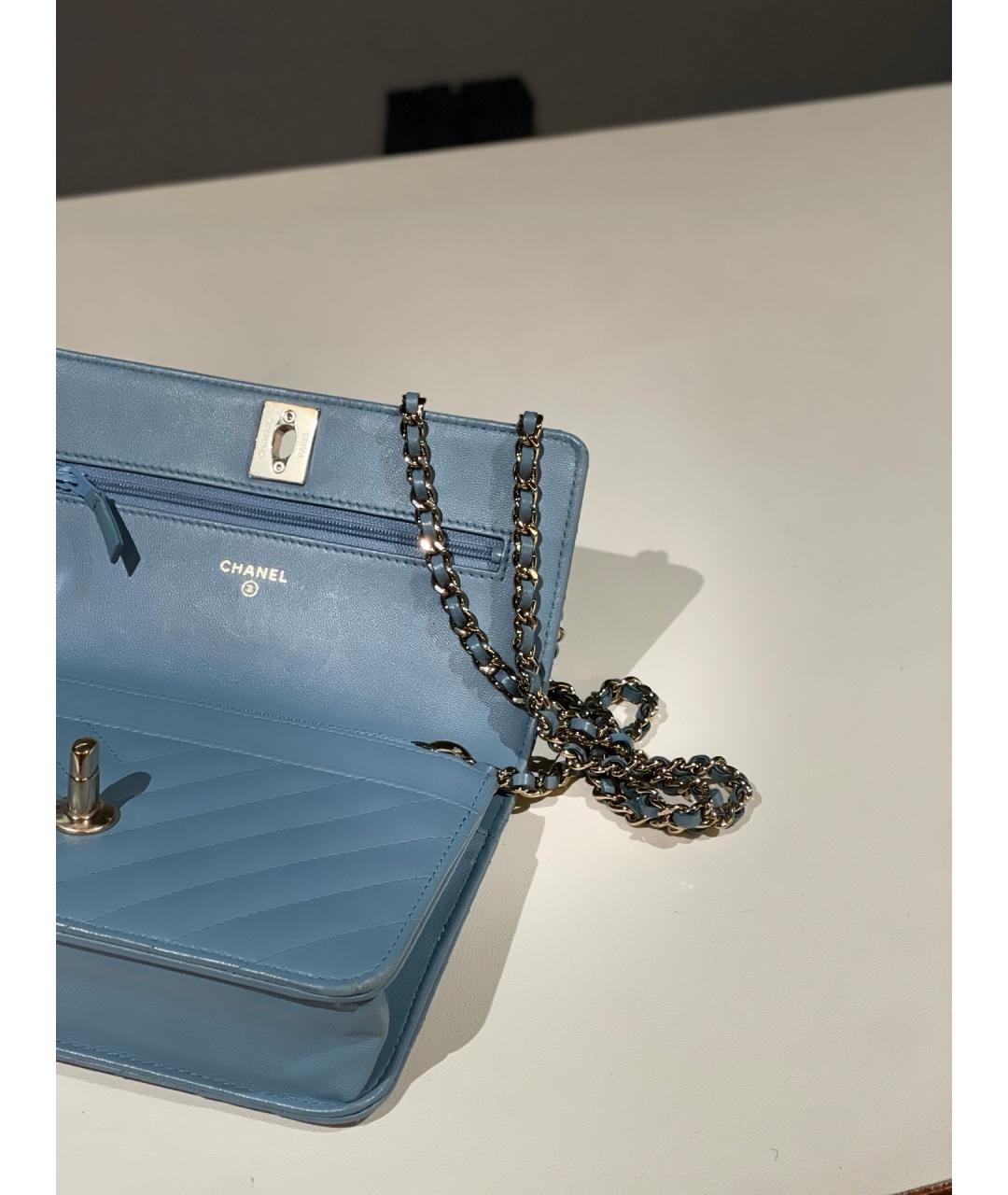 CHANEL Голубая кожаная сумка через плечо, фото 6