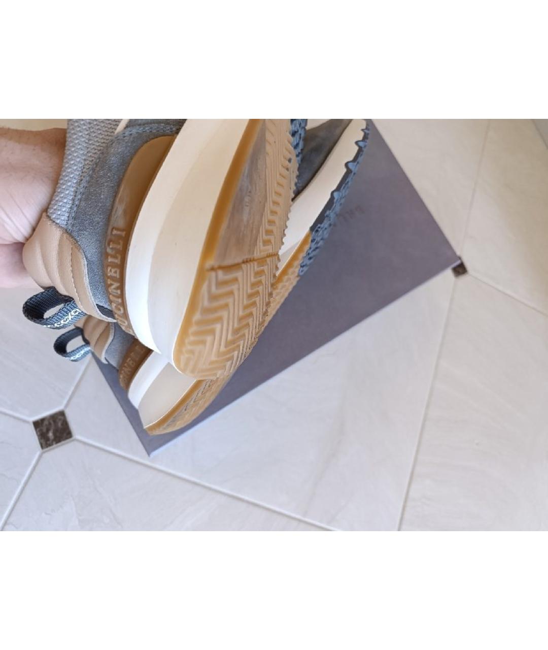 BRUNELLO CUCINELLI Серые текстильные низкие кроссовки / кеды, фото 6