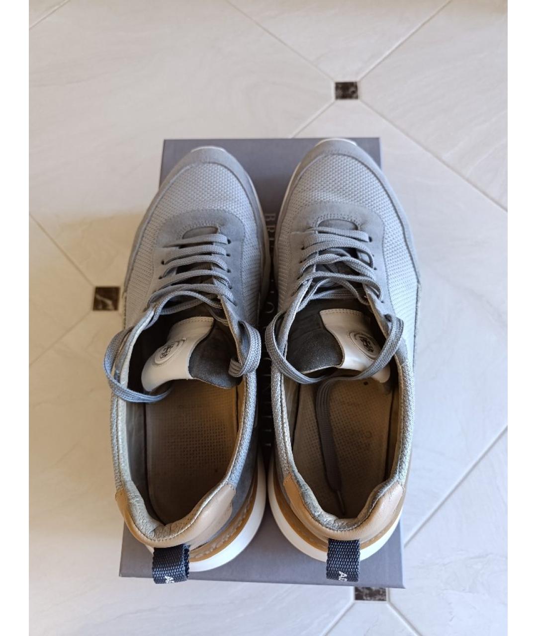 BRUNELLO CUCINELLI Серые текстильные низкие кроссовки / кеды, фото 2