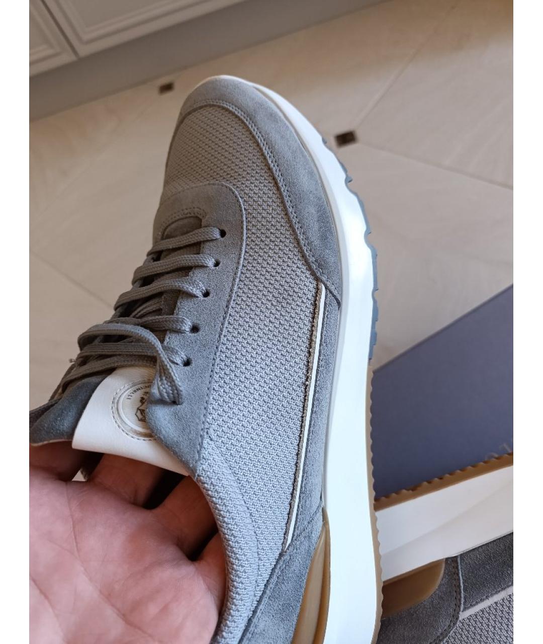 BRUNELLO CUCINELLI Серые текстильные низкие кроссовки / кеды, фото 5