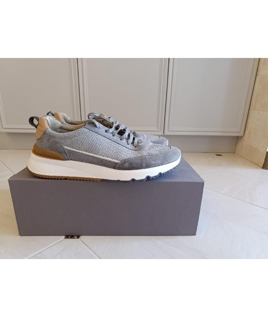 BRUNELLO CUCINELLI Серые текстильные низкие кроссовки / кеды, фото 8