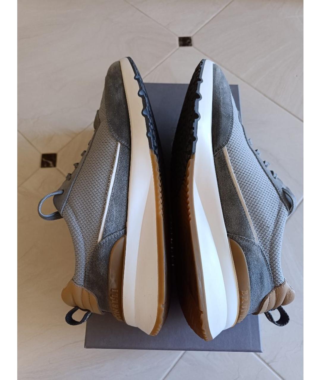 BRUNELLO CUCINELLI Серые текстильные низкие кроссовки / кеды, фото 3