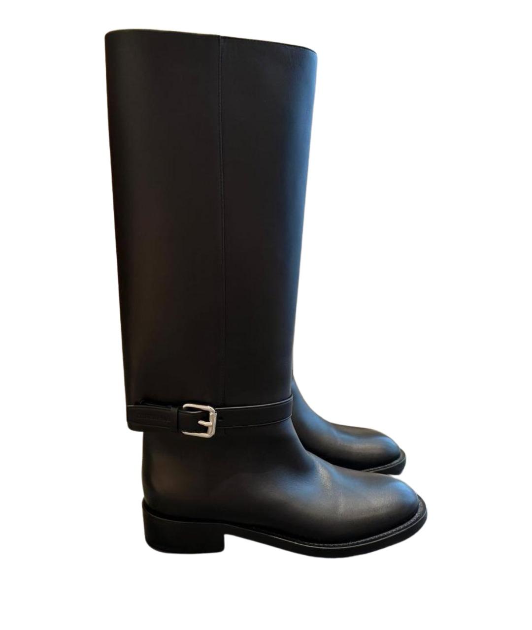 BURBERRY Черные кожаные сапоги, фото 1