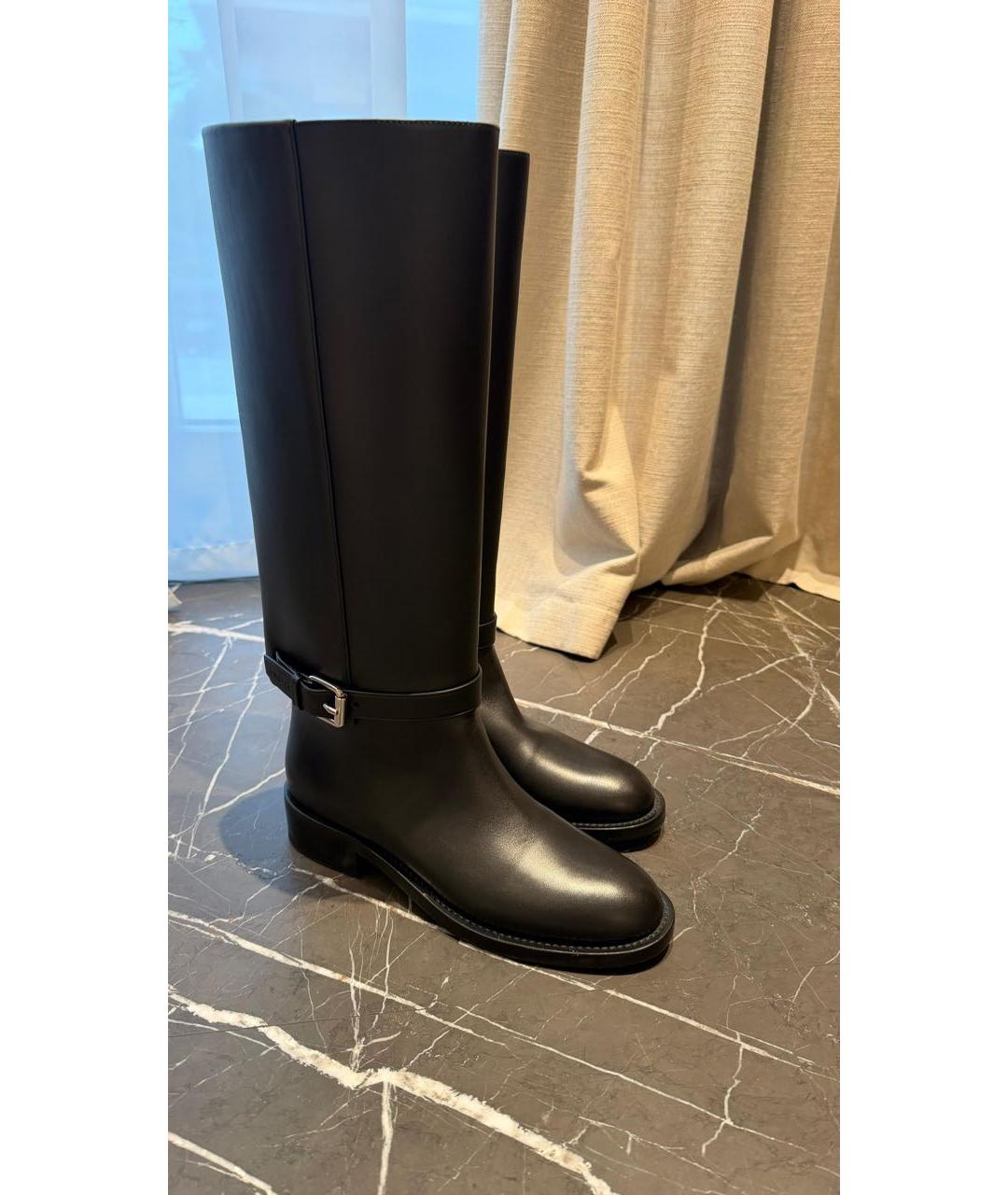 BURBERRY Черные кожаные сапоги, фото 2