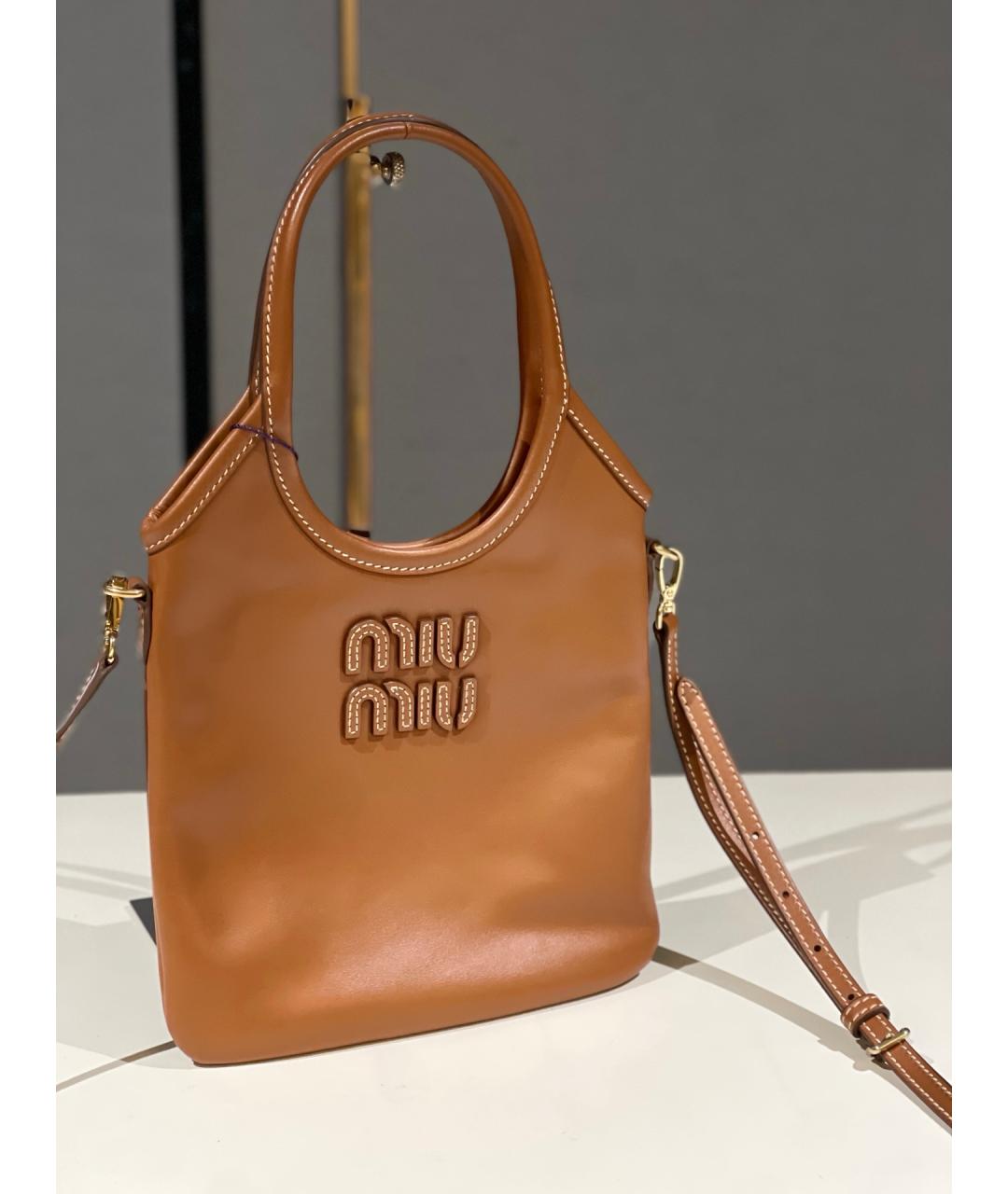 MIU MIU Коричневая кожаная сумка тоут, фото 7