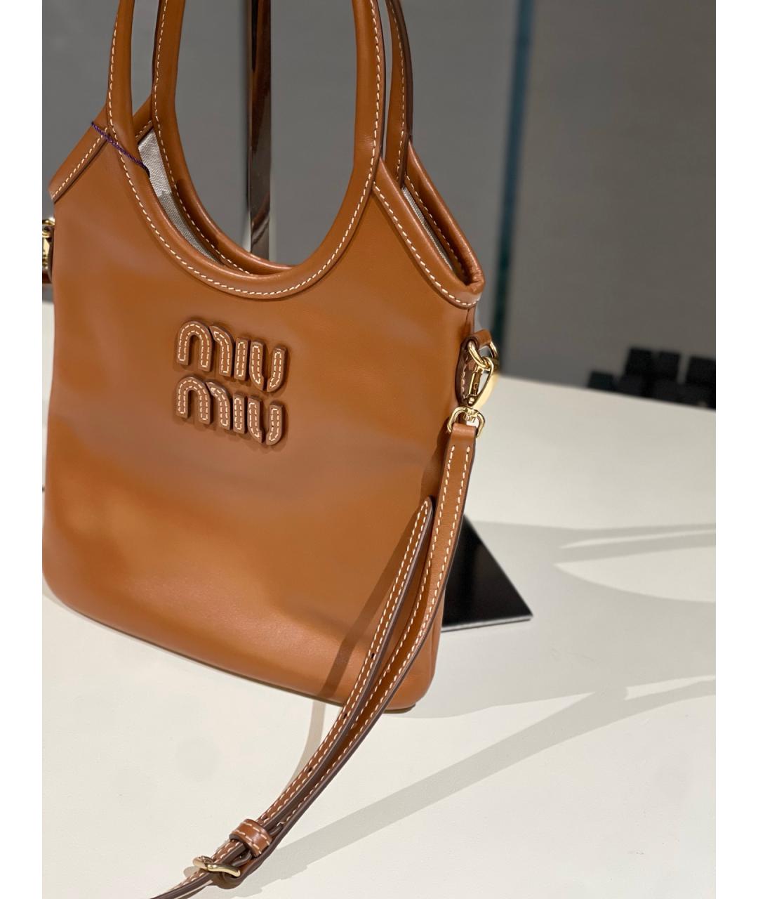 MIU MIU Коричневая кожаная сумка тоут, фото 5