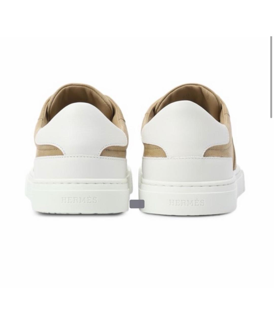 HERMES Бежевые замшевые кеды, фото 4